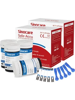 Safe Accu Глюкометр Тест-полоски 100 + 100 ланцеты Sinocare 401255275 купить за 1 446 ₽ в интернет‑магазине Wildberries